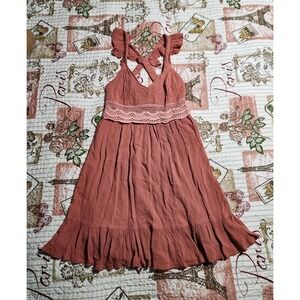 Sincerely Jules Women's Rayon Mini Dress Sleeveless Terracotta Size XS